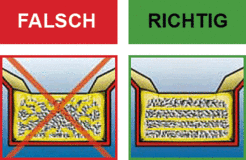 Bei hohen Schüttdichten VCI auch im Mittelpunkt anbringen!